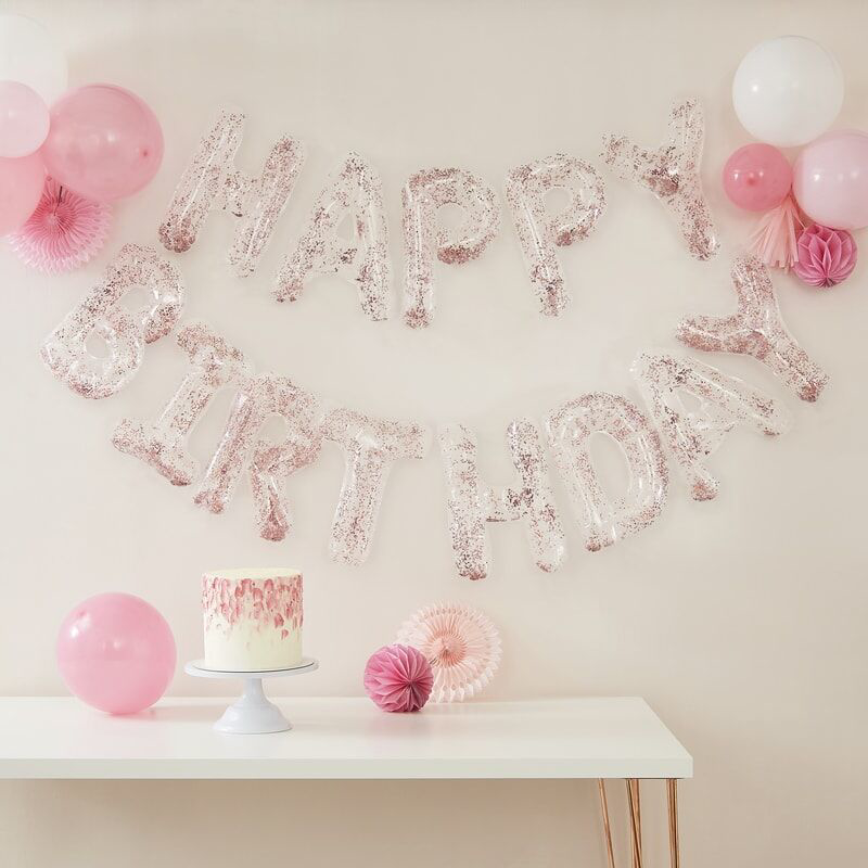 Ginger Ray® Viseči baloni Happy Birthday s konfeti