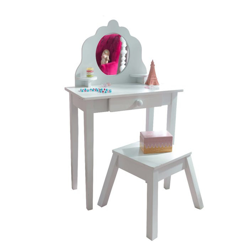 KidKraft® Otroška Make-Up mizica z ogledalom in stolček White