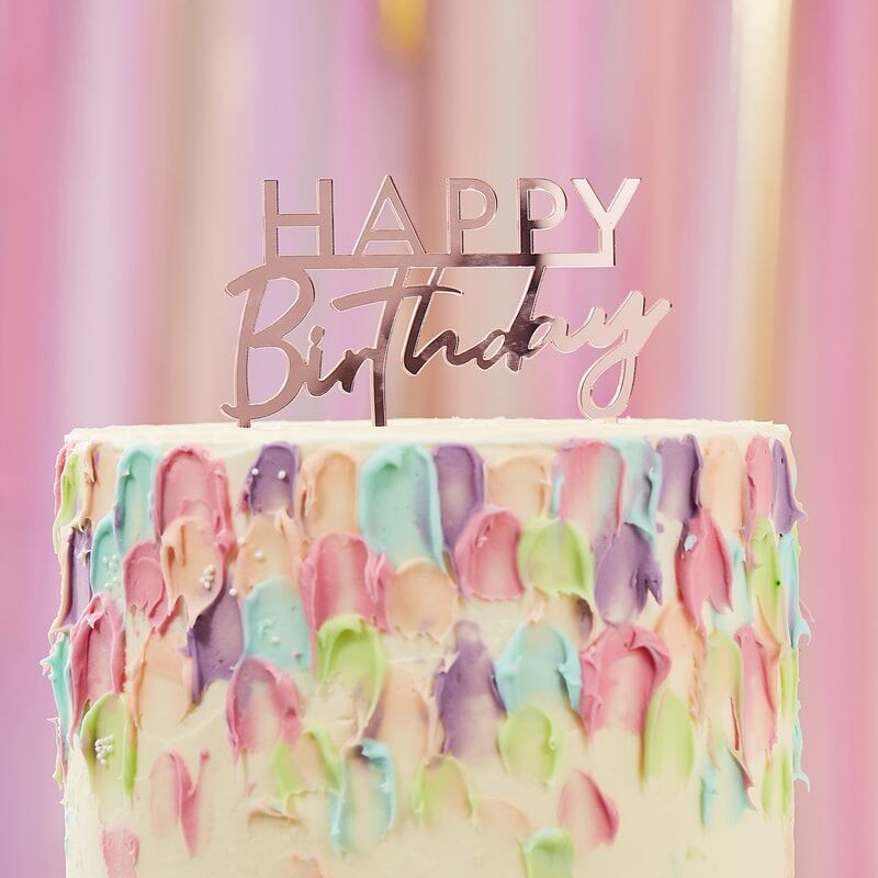 Picture of Ginger Ray® Pink Foiled Happy Birthday Cake Topper