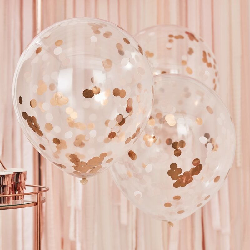 Ginger Ray® Veliki baloni s konfeti Rose Gold 3 kosi