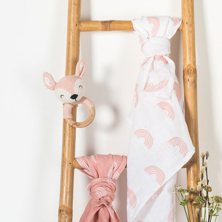 Jollein® Leseni obroček za grizenje Deer Pale Pink