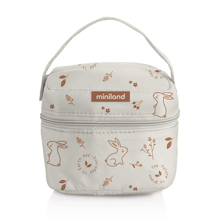 Miniland® Set dveh posodic s termo torbo 160ml Natur Square Bunny