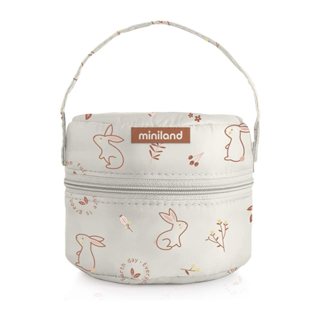 Miniland® Set dveh posodic s termo torbo 200ml Natur Round Bunny