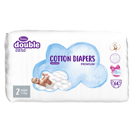 Slika Violeta® Plenice Double Care Cotton Touch 2 Mini (3-6 kg) 64 kosov