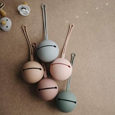 Picture of Mushie® Silicone Pacifier Holder Case Stone