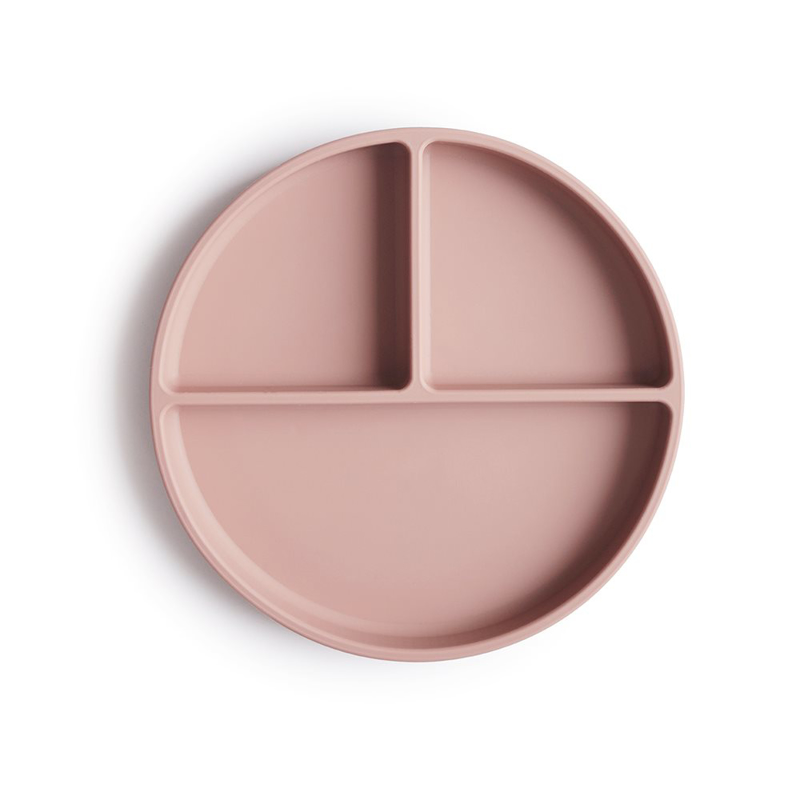 Mushie® Silikonski deljeni krožnik z vakumskim dnom Blush