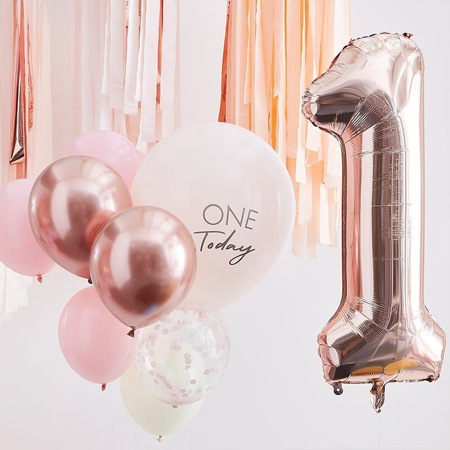 Slika Ginger Ray® Baloni za praznovanje 1. rojstnega dne Mix It Up Pink Rose Gold