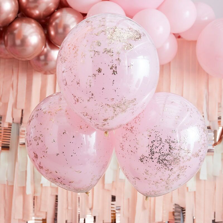 Slika Ginger Ray® Baloni s konfeti Double Stuffed Pink Rose Gold