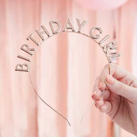 Slika Ginger Ray® Obroč za na glavo Birthday Girl Rose Gold