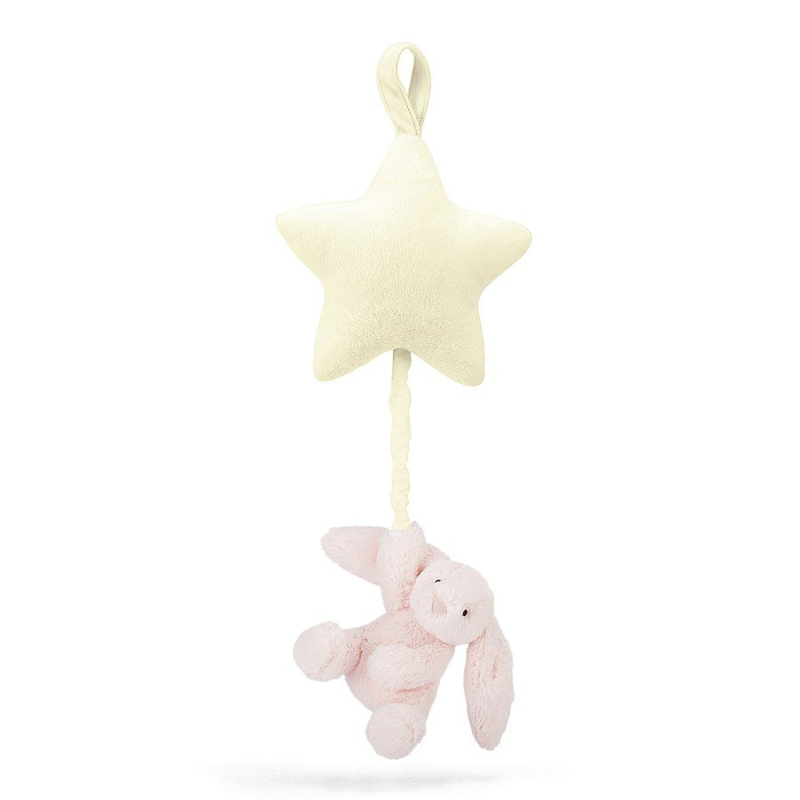 Jellycat® Glasbena obešanka Bashful Pink Bunny 28cm
