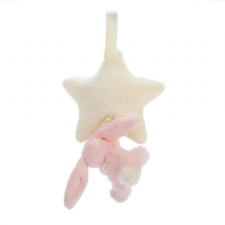 Jellycat® Glasbena obešanka Bashful Pink Bunny 28cm