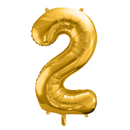 Slika Party Deco® Balon v obliki številke 2 Gold