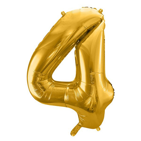 Slika Party Deco® Balon v obliki številke 4 Gold