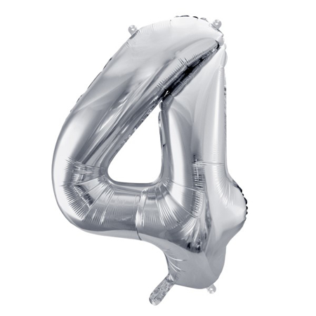 Slika Party Deco® Balon v obliki številke 4 Silver