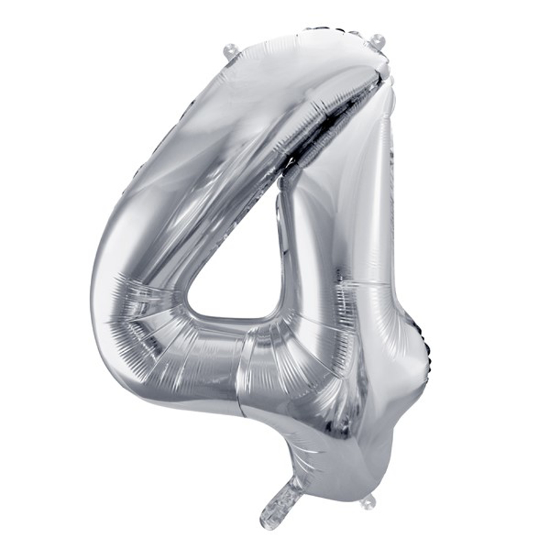 Party Deco® Balon v obliki številke 4 Silver