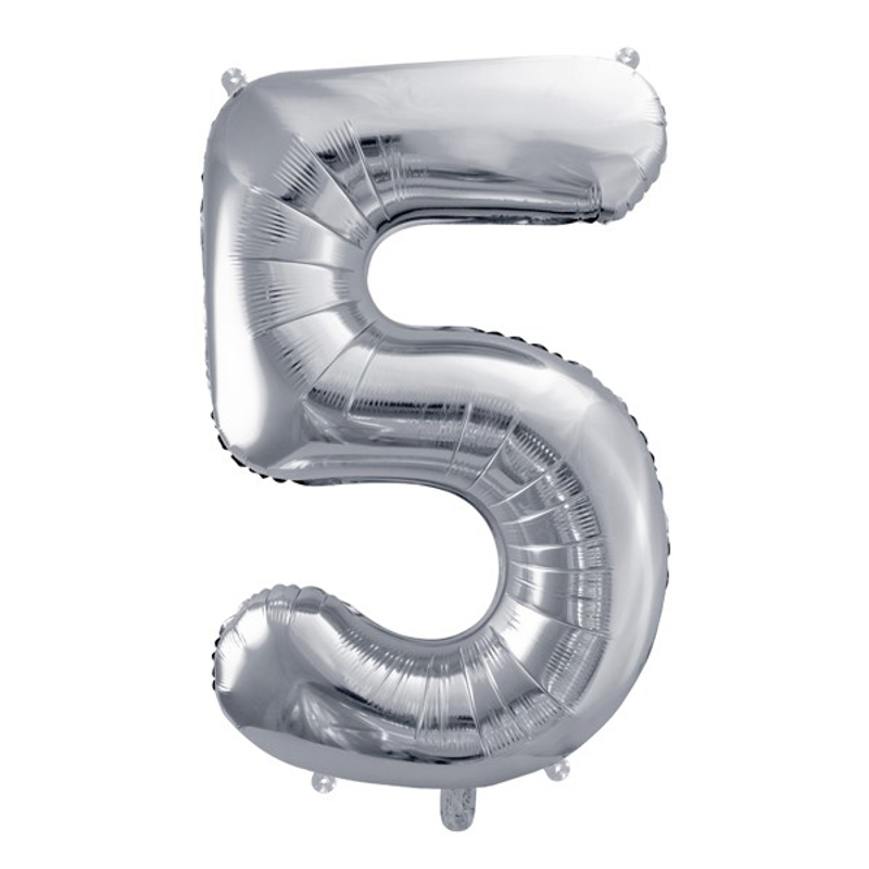 Party Deco® Balon v obliki številke 5 Silver