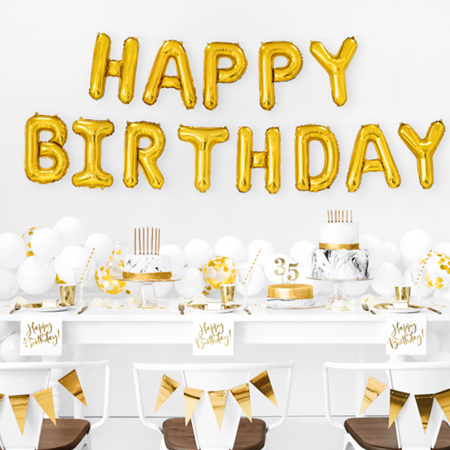 Party Deco® Baloni Happy Birthday Gold
