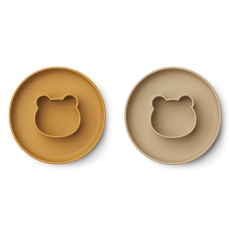 Slika Liewood® Komplet silikonskih krožnikov Mr Bear golden caramel/oat mix