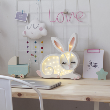Little Lights® Ročno izdelana lesena lučka Bunny Snow White
