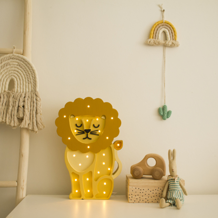 Little Lights® Ročno izdelana lesena lučka Lion Yellow