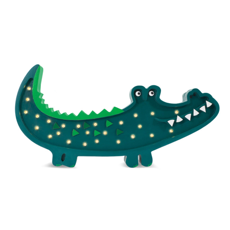 Slika Little Lights® Ročno izdelana lesena lučka Crocodile Papkin Green