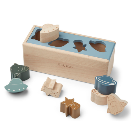 Liewood® Lesena aktivnostna škatla s liki Midas Space Blue Fog Multi Mix