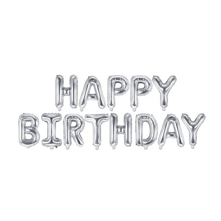 Slika Party Deco® Baloni Happy Birthday Silver