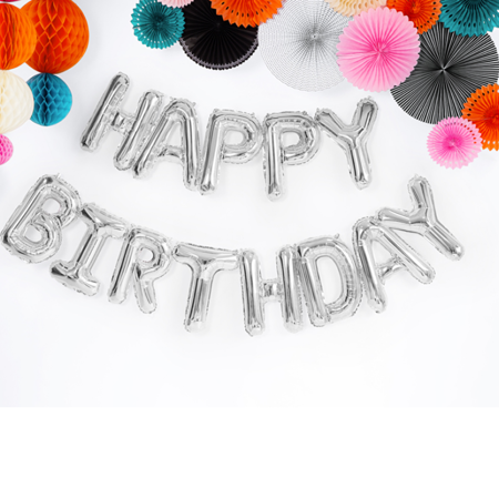Party Deco® Baloni Happy Birthday Silver