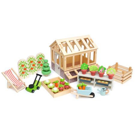 Slika Tender Leaf Toys® Leseni Rastlinjak z gradico Greenhouse and Garden Set
