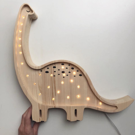 Little Lights® Ročno izdelana lesena lučka Dino Diplodocus Jurassic Wood