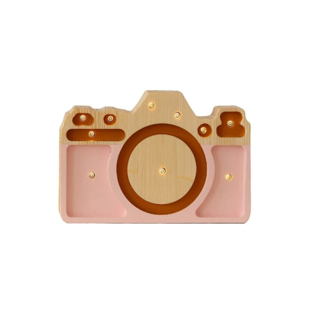 Slika Little Lights® Ročno izdelana lesena lučka Camera Mini Powder Pink/Mustard