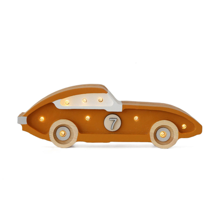 Little Lights® Ročno izdelana lesena lučka Race Car Mustard