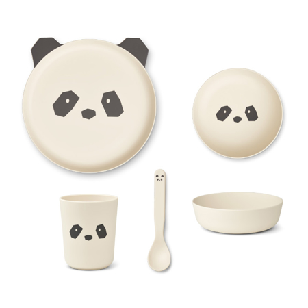 Liewood® Jedilni set iz BIO plastike Panda Creme de la Creme