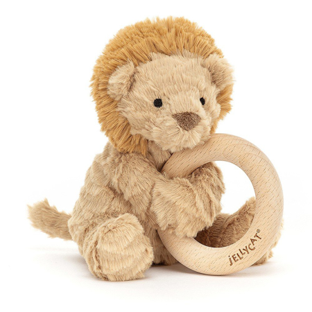 Slika Jellycat® Plišasti levček z lesenim obročem Fuddlewuddle Lion 14cm