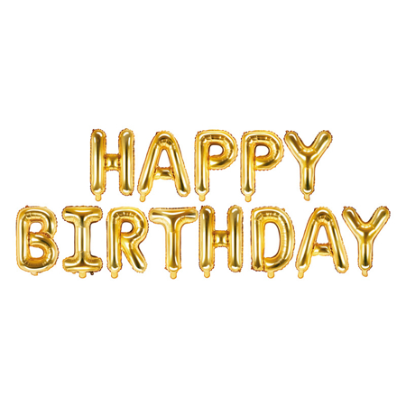 Slika Party Deco® Baloni Happy Birthday Gold