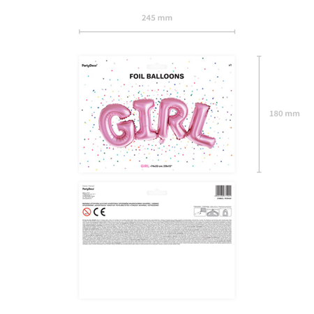 Party Deco® Balon v obliki napisa Girl Pink