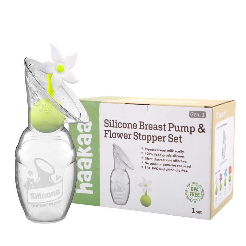 Haakaa® Set silikonska črpalka 1.gen. 100ml in Pokrovček Rožica