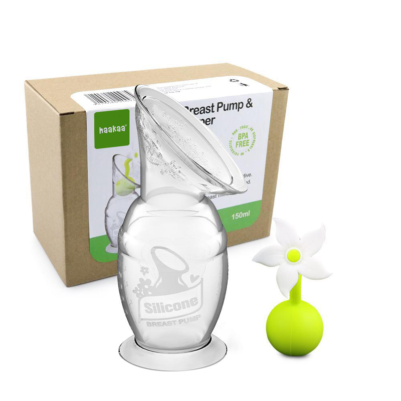 Picture of Haakaa® Silicone Pump with Suction Base 150ml Generation 2 and Flower Stopper Combo