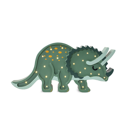 Slika Little Lights® Ročno izdelana lesena lučka Dino Triceratops Military Green