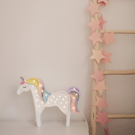 Little Lights® Ročno izdelana lesena lučka Unicorn Rainbow