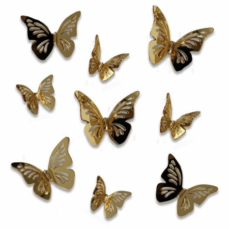 Slika Benlemi® 3D stenske nalepke Golden Butterflies