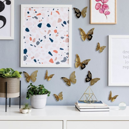 Benlemi® 3D stenske nalepke Golden Butterflies