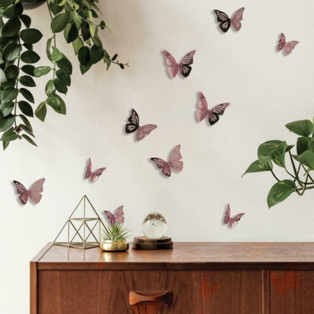 Benlemi® 3D stenske nalepke Pink Butterflies