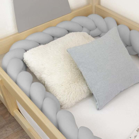 Slika Benlemi® Obroba za posteljico Braid Grey 200cm