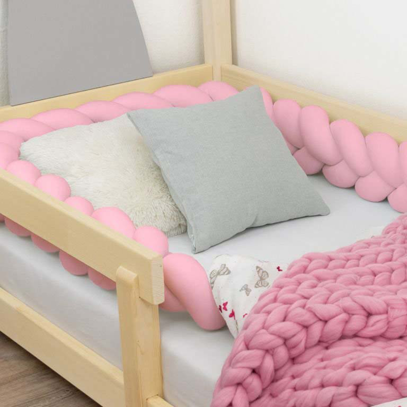 Benlemi® Obroba za posteljico Braid Pink 200cm