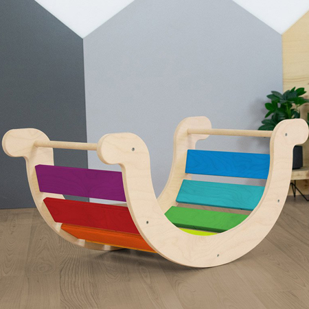 Slika Benlemi® Otroški gugalnik za ravnotežje Montessori Yupee Rainbow