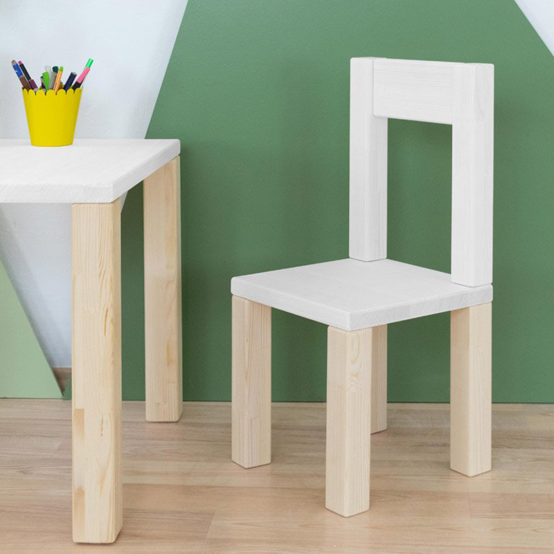 Benlemi® Otroška leseni stolček OPEE White