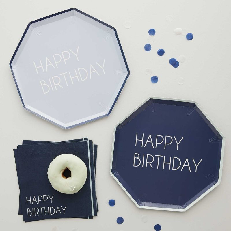 Ginger Ray® Papirnati krožniki Happy Birthday 8 kosov