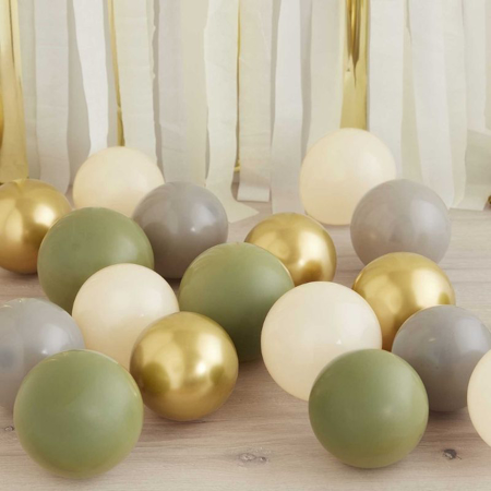 Slika Ginger Ray® Baloni Gold Chrome, Olive Green, Grey&Nude 40 kosov