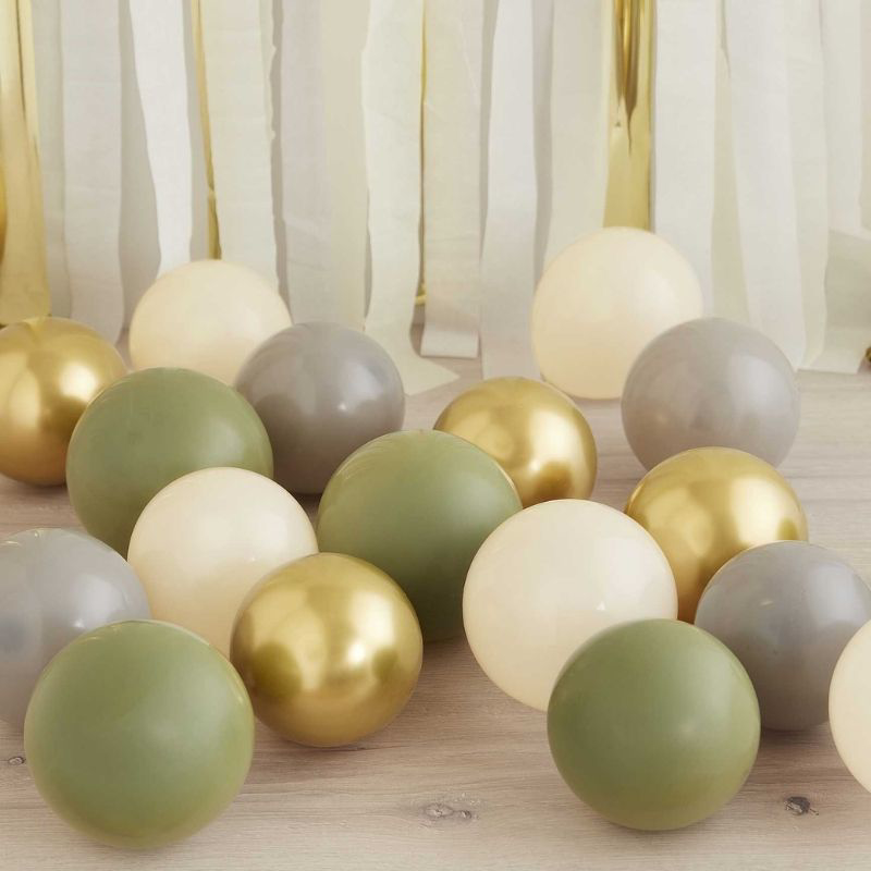 Ginger Ray® Baloni Gold Chrome, Olive Green, Grey&Nude 40 kosov